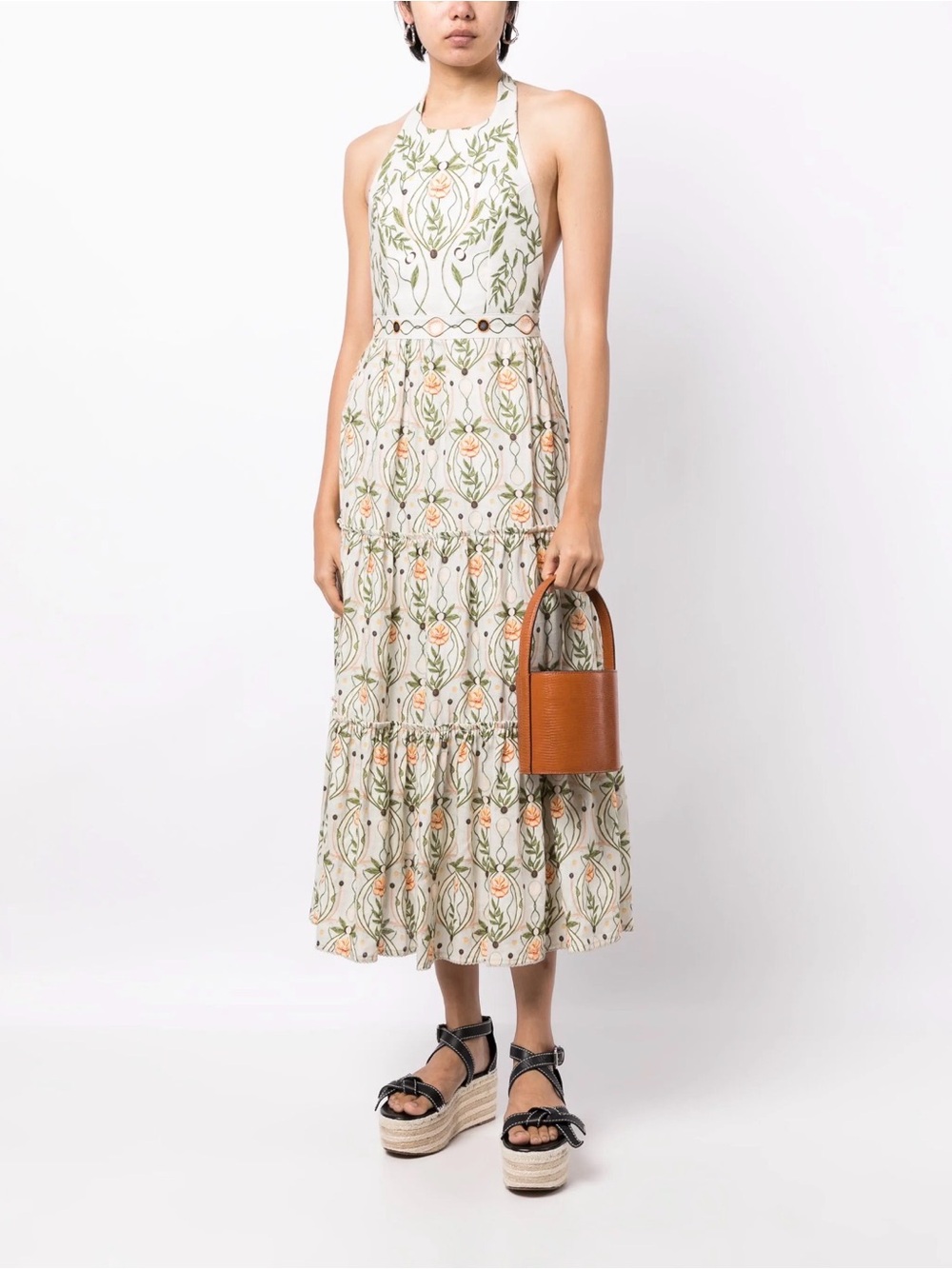 NWOT - Agua by Agua Bendita Consuelo Lunar floral-print halterneck dress